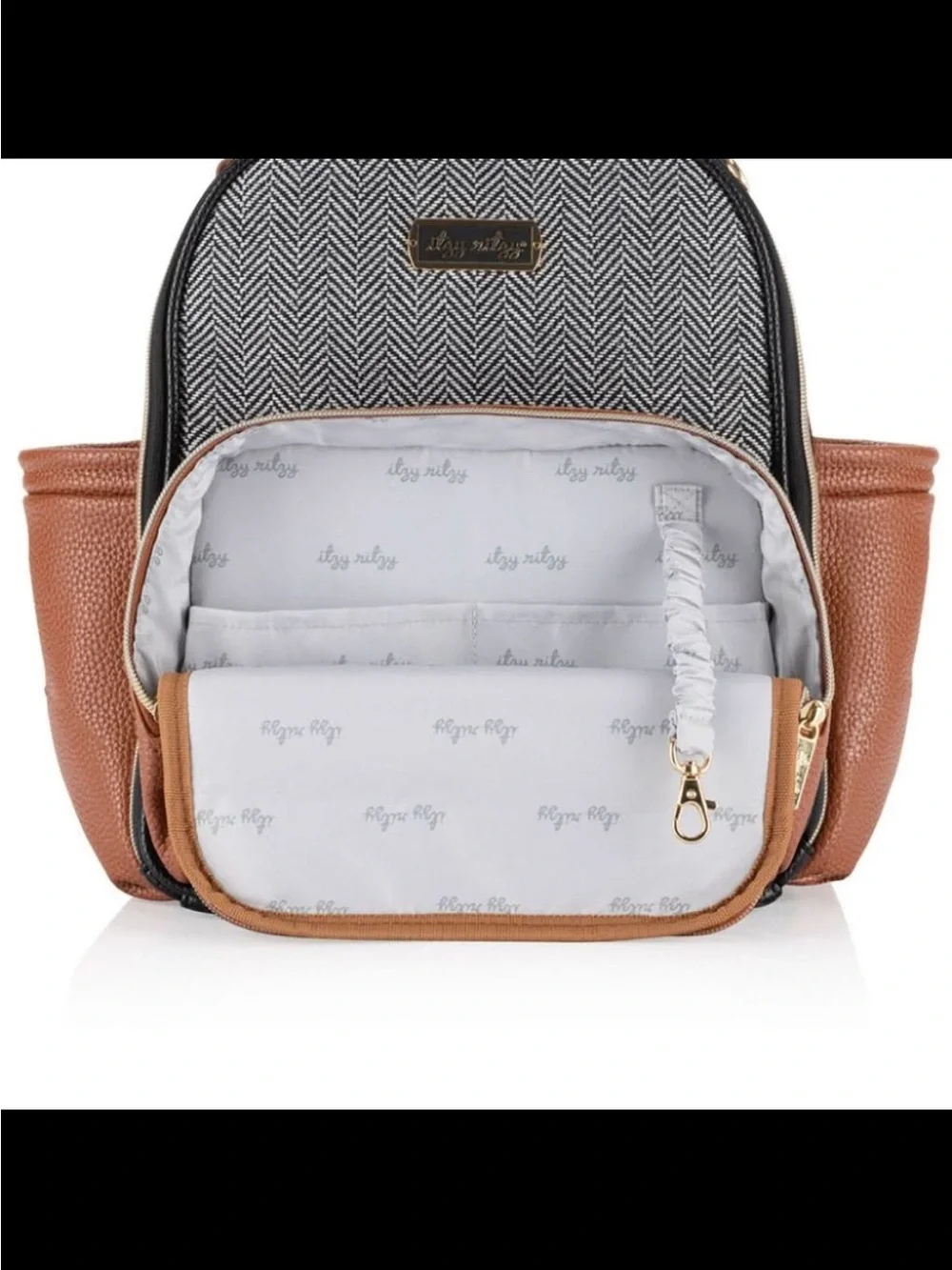 Itzy Ritzy Black Faux Leather Backpack